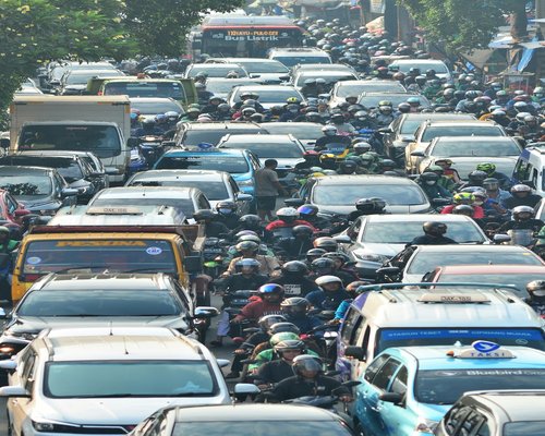 Traffic jam in Jakarta during evening commute